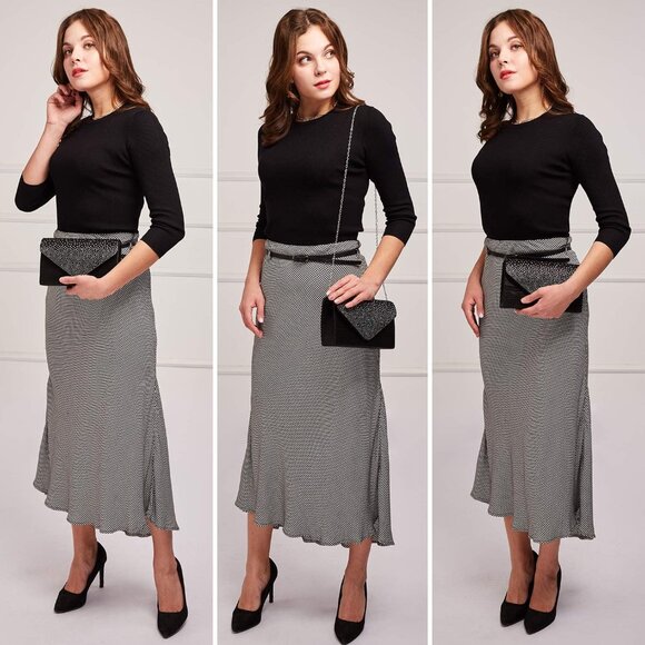 ⚡Women's Magnetic Closure Chain Strap Crossbody Envelope Black Clutch Handbag - Picture 2 of 7